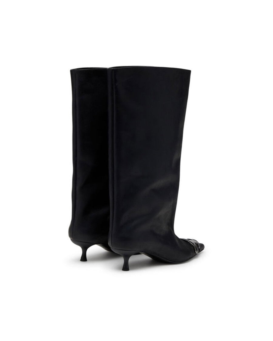 Diesel Oiled Leather Kitten-Heel Knee-High Boots