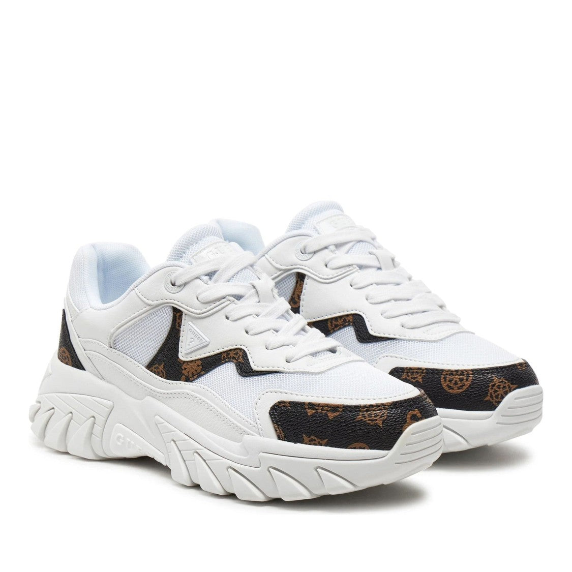 Guess White Nowah Monogram Accent Chunky Sneakers