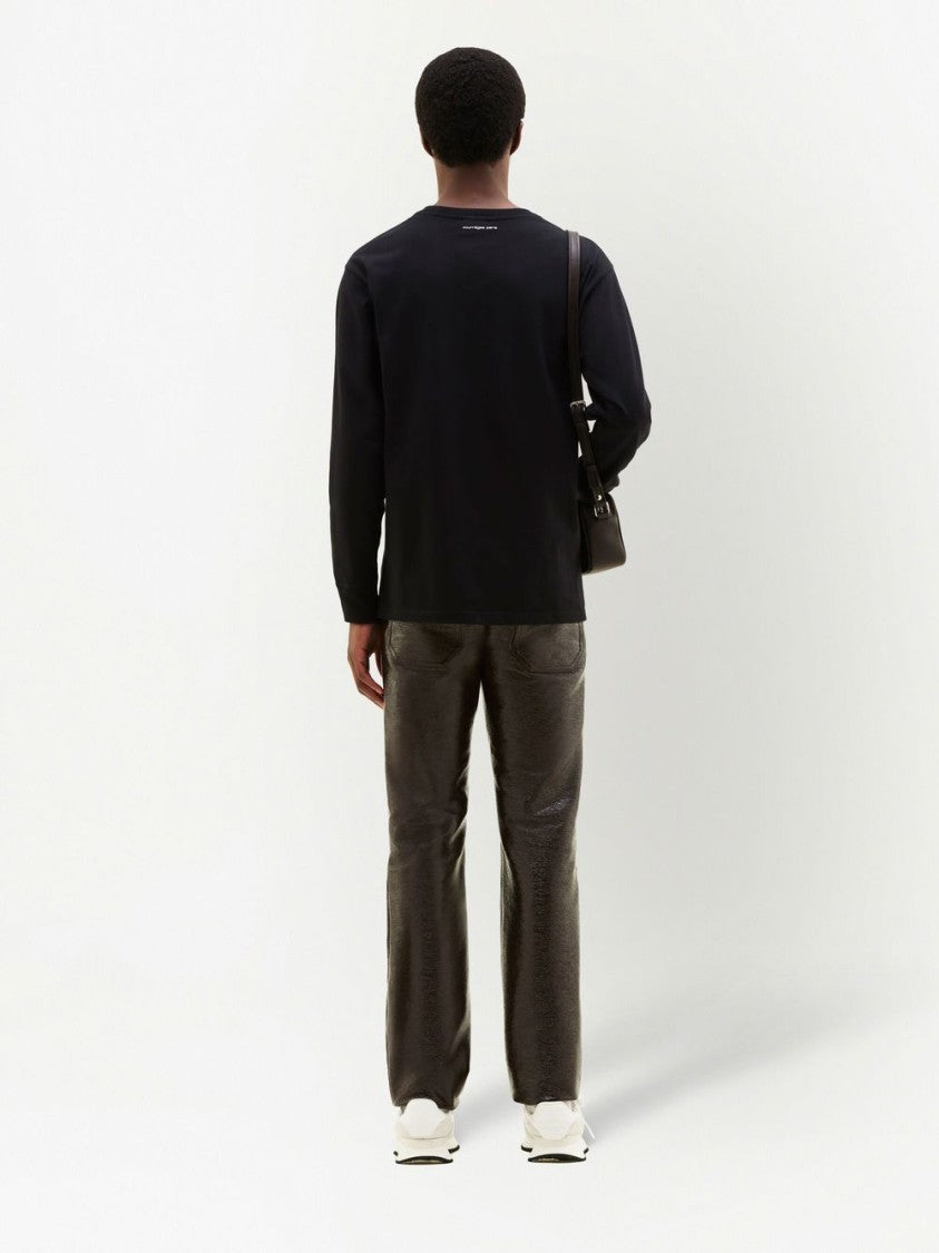 Courrèges Straight-Leg Chocolate Brown Faux-Leather Trousers