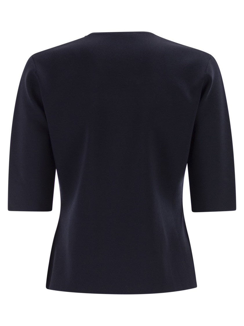 Max Mara Mxpaustero - Short-Sleeved Top With Embroidered Logo