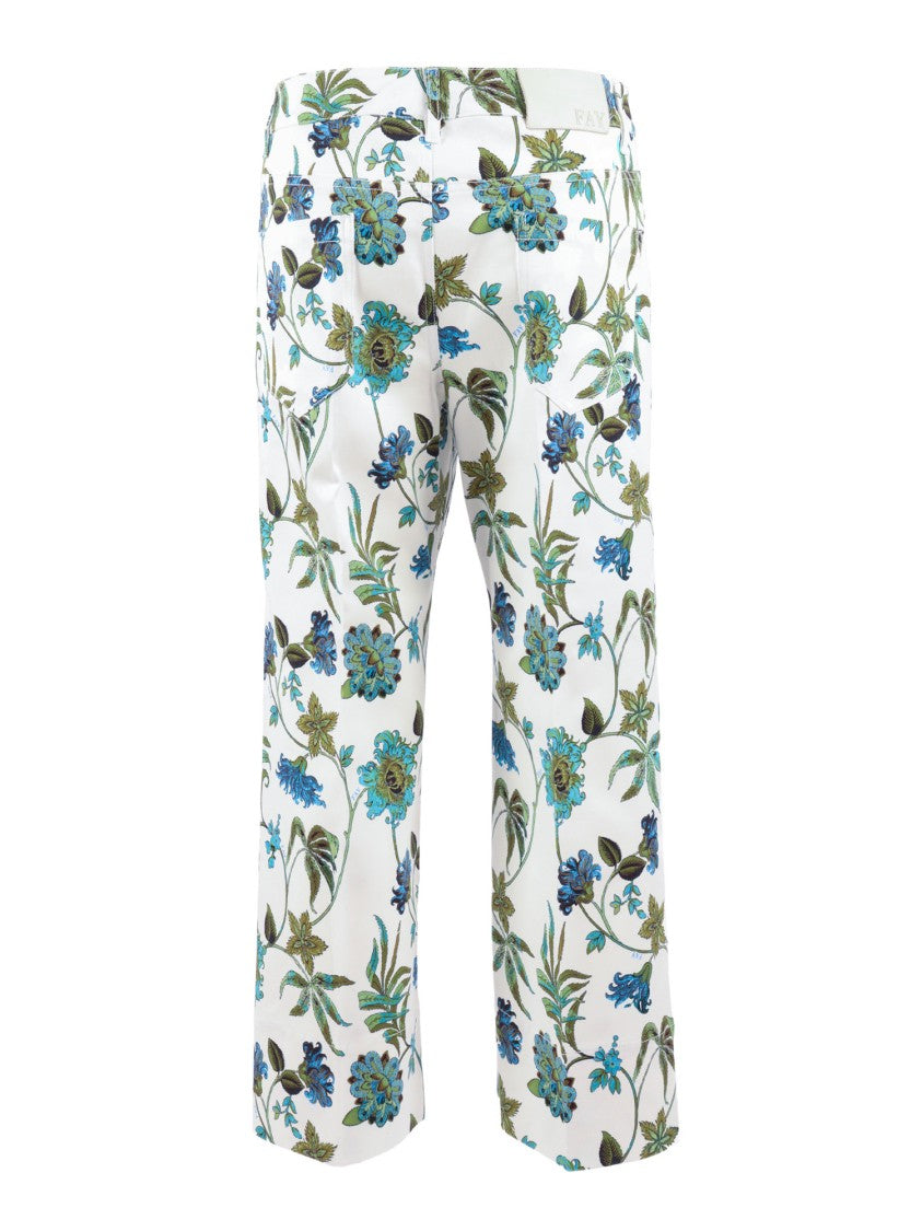 Fay Botanical Print Cropped Straight-Leg Pants
