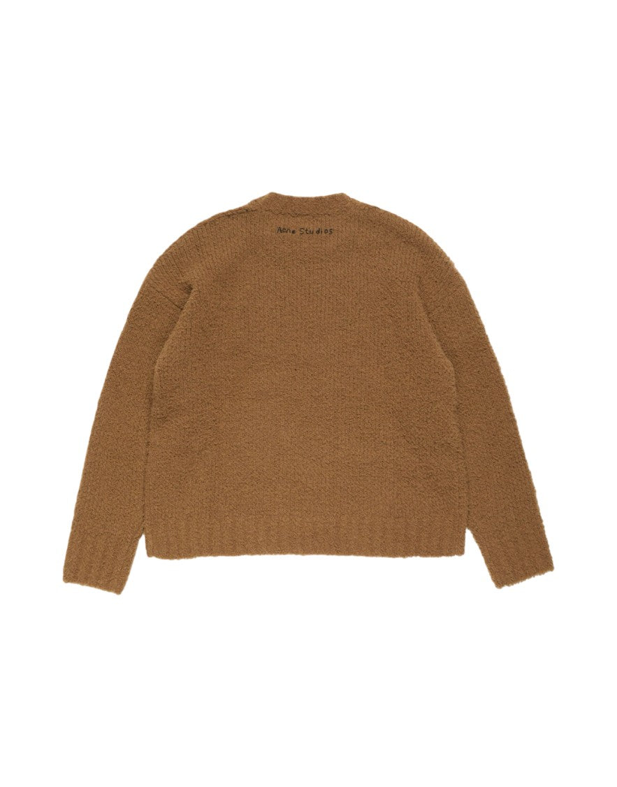 Acne Studios Textured Knit Sweater With Teddy Bear Graphic