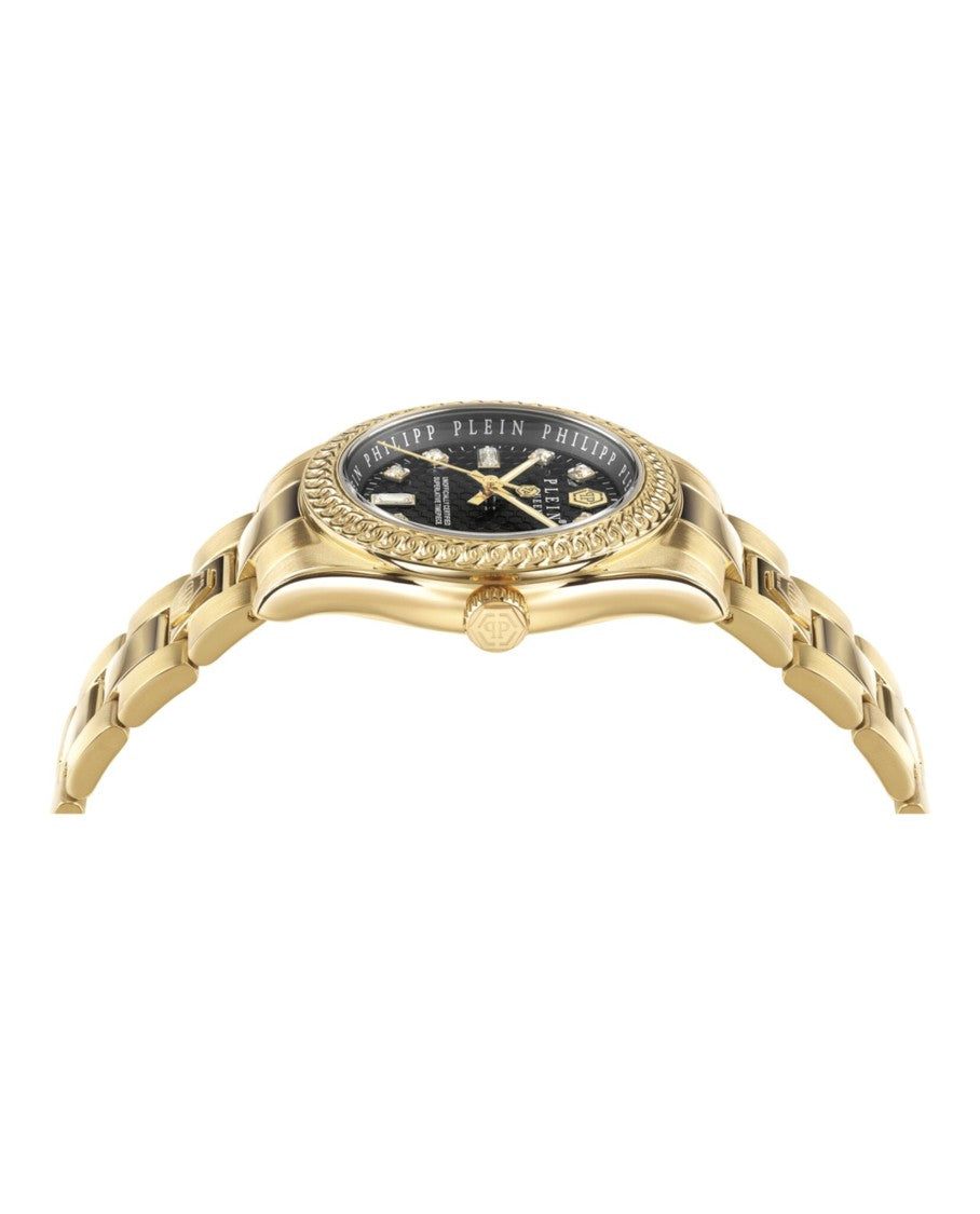 Philipp Plein Ip Yellow Gold Bracelet Watch With Black Sunray Dial