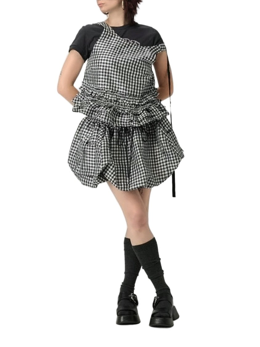 Ganni Gingham Check Peplum Tank