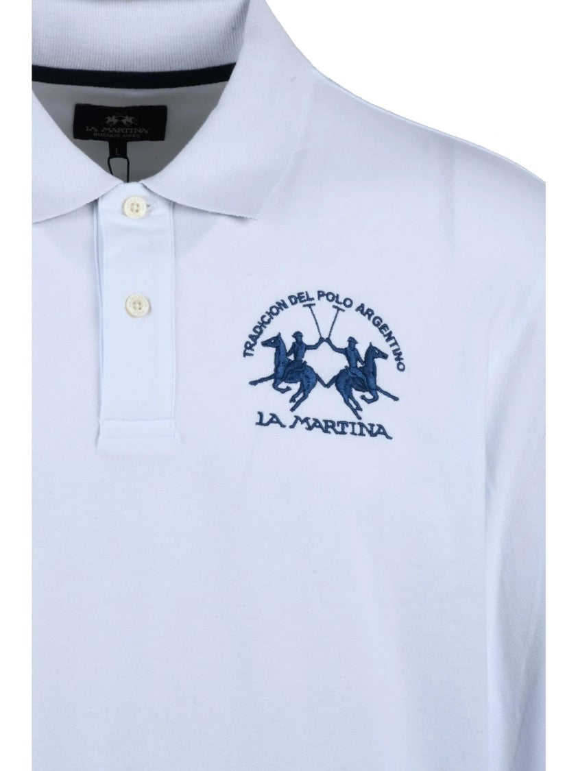 La Martina White Fitted Long-Sleeve Polo Shirt
