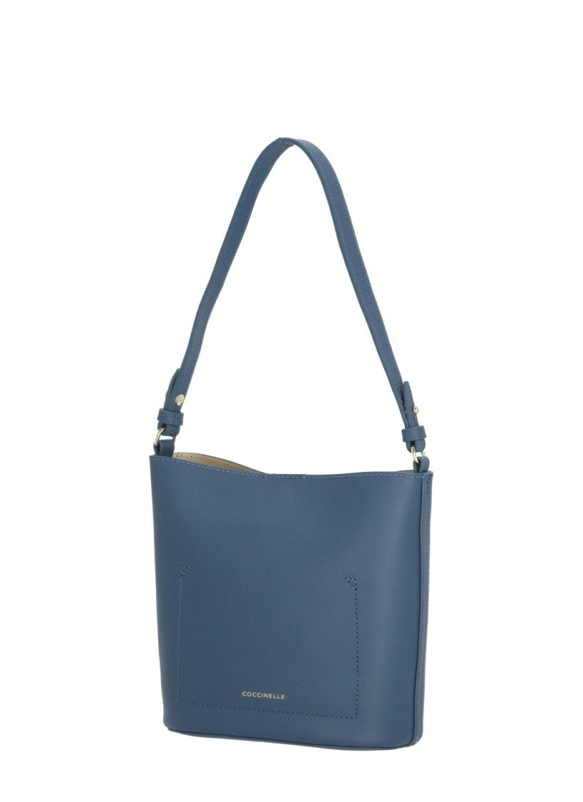Coccinelle Compact Structured Blue Leather Nikla Mini Bag