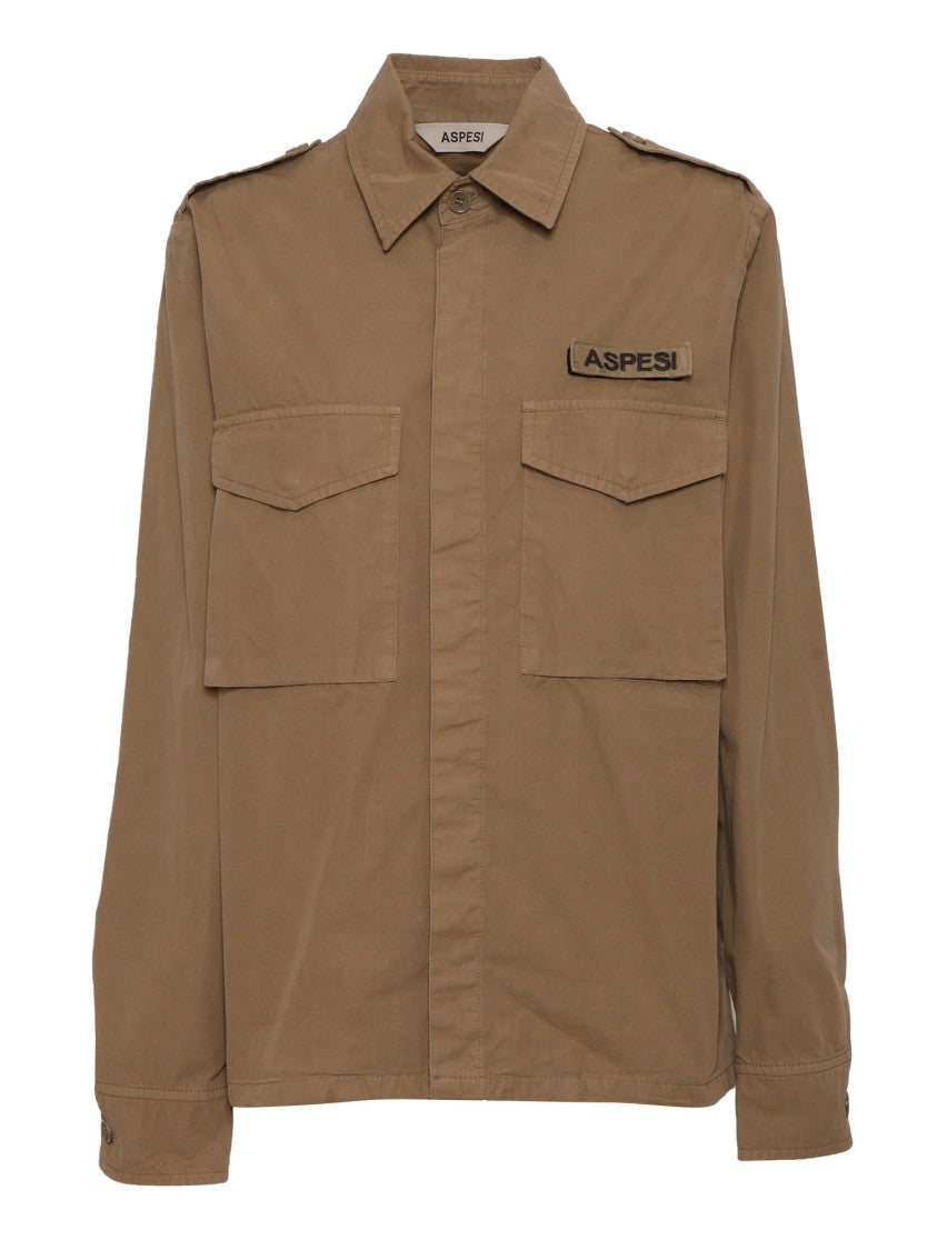 Aspesi Brown Field Shirt With Button-Down Front