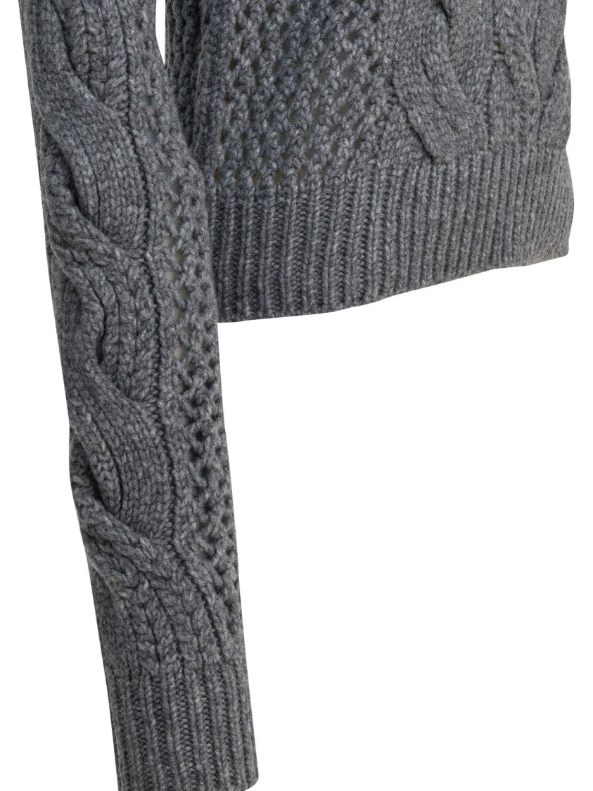 Max Mara Wool-Blend Crewneck Sweater With Braids