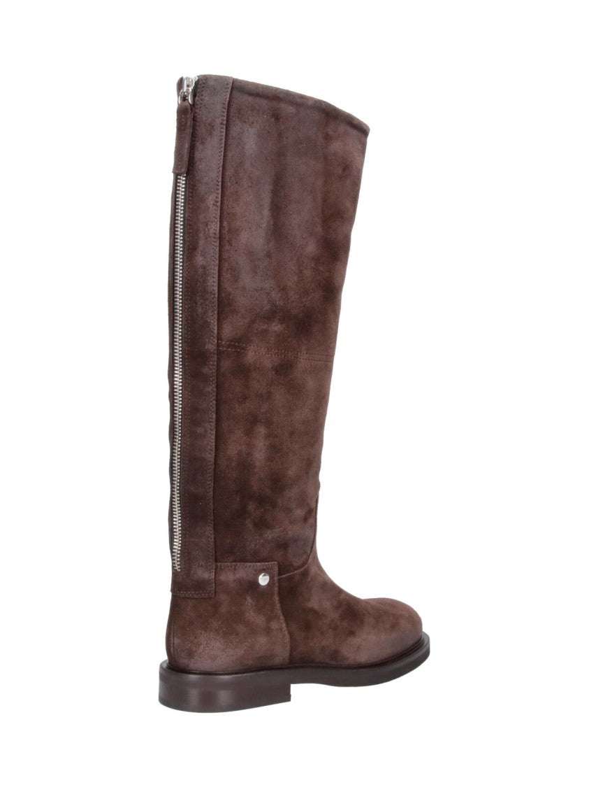 Poeve Brown Eva Round-Toe Suede Boots