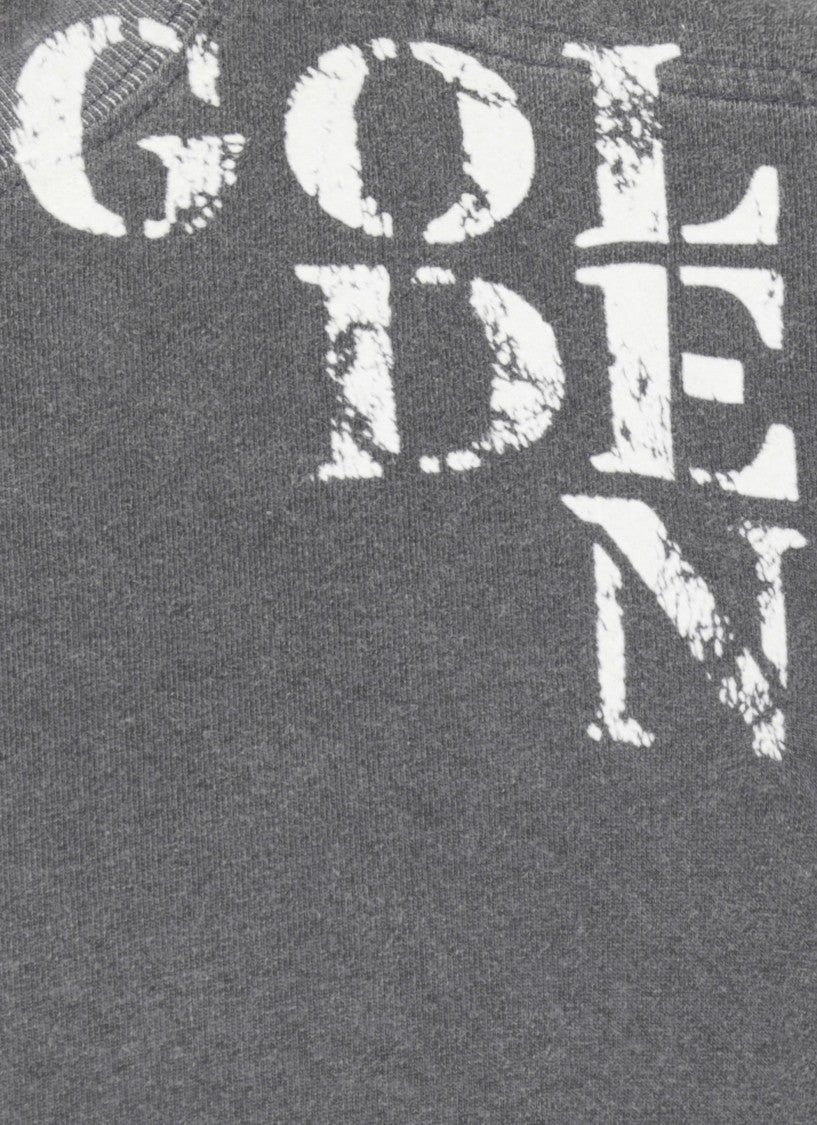 Golden Goose Dark Blue Cotton T-Shirt With Contrasting Logo