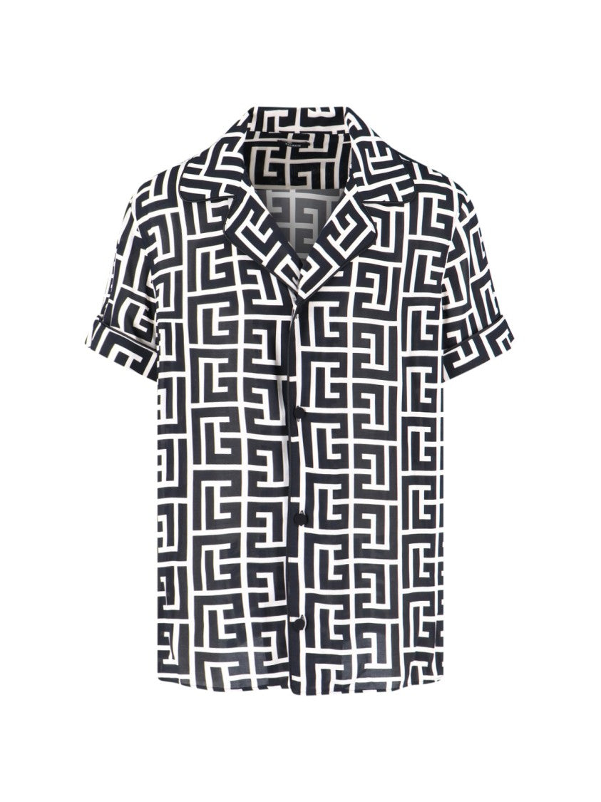 Balmain Short-Sleeved Black Viscose Shirt
