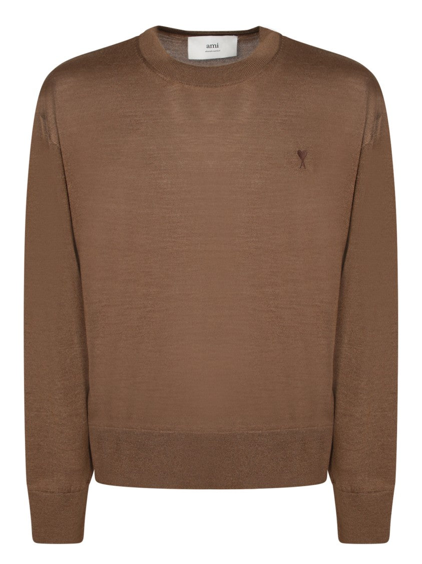 Ami Fine Knit Sweater With Crew Neck