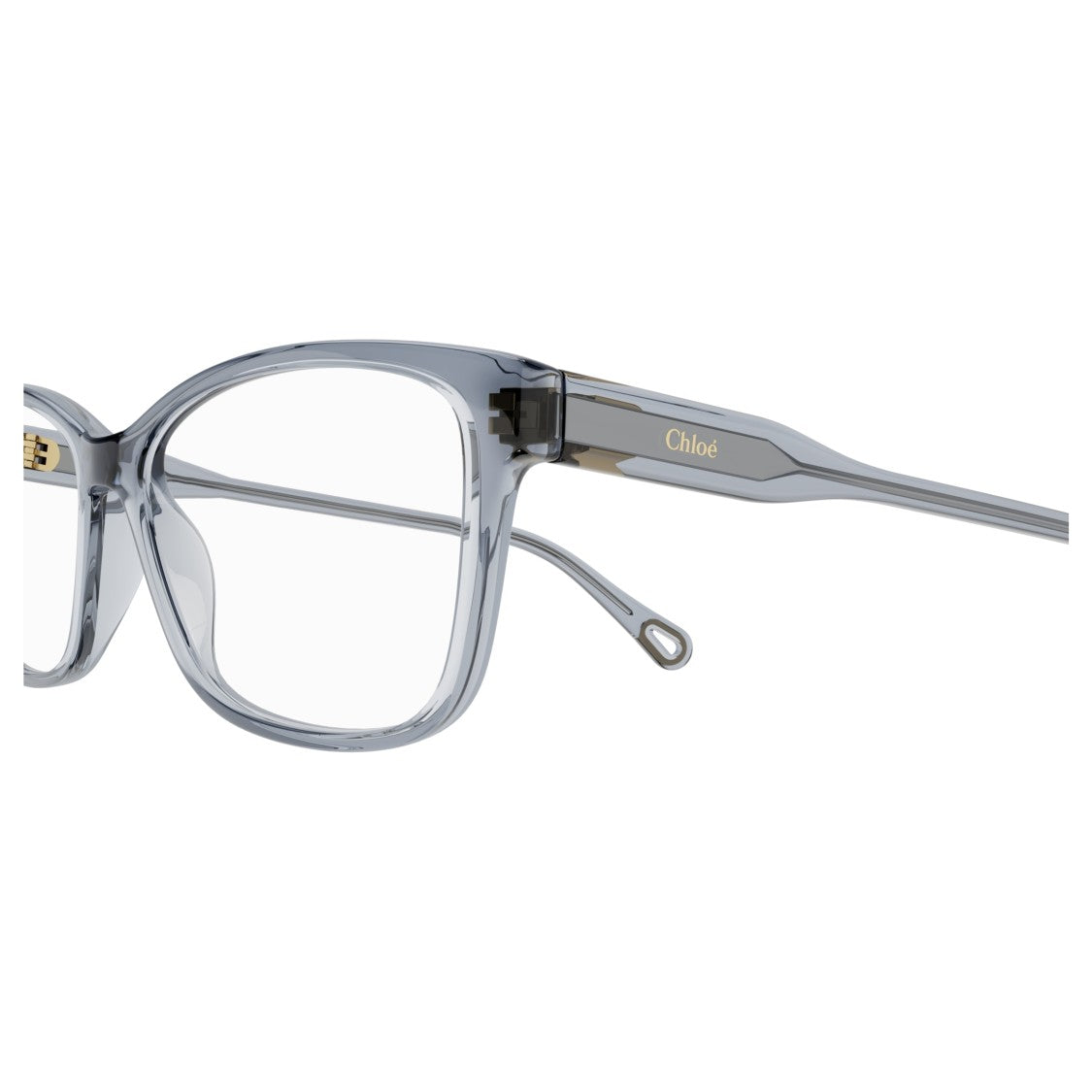 Chloé Ch0116o Translucent Grey Rectangular Sunglasses With Gold Accents
