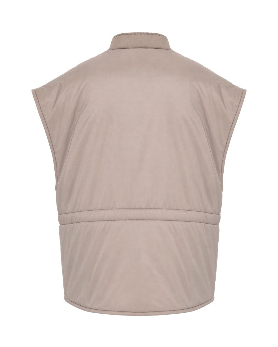 Fabiana Filippi Beige Diamond-Quilted Suede Vest