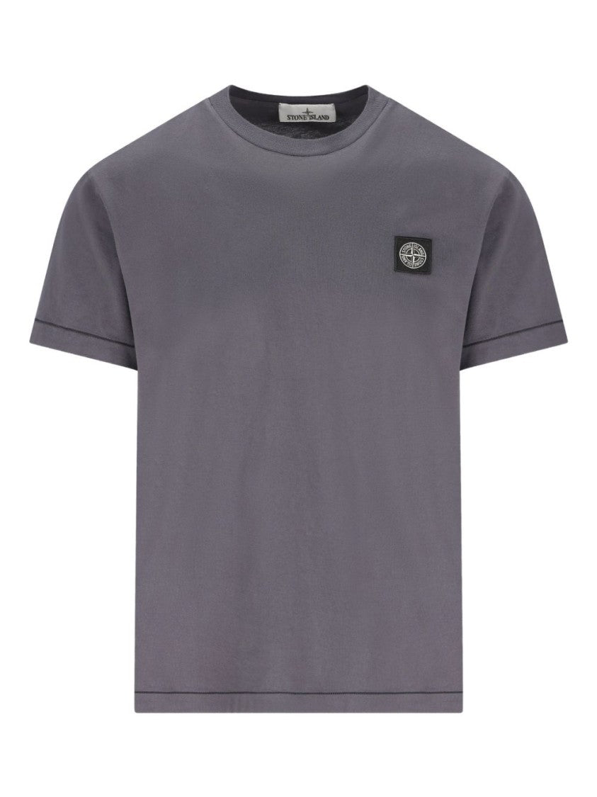 Stone Island Classic Fit Grey T-Shirt With Iconic Brand Logo