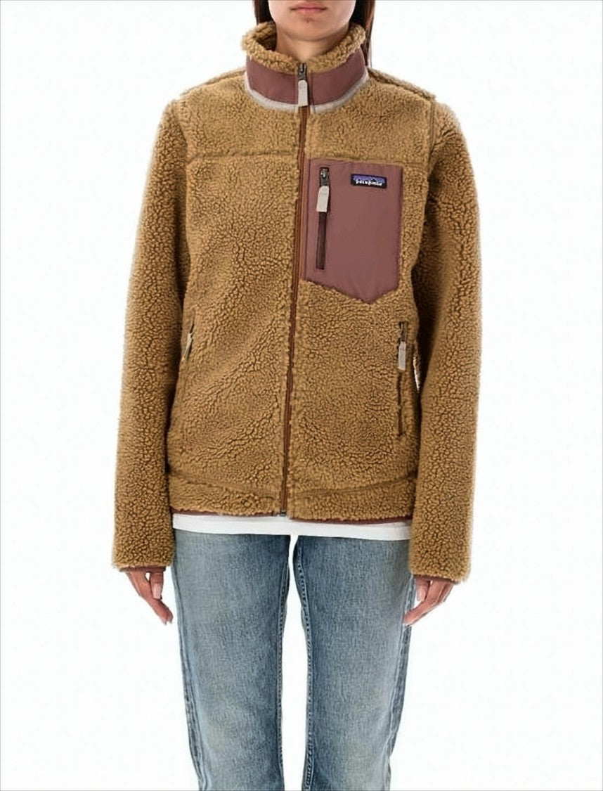 Patagonia Plush Fleece Jacket With Contrasting Pocket Detail