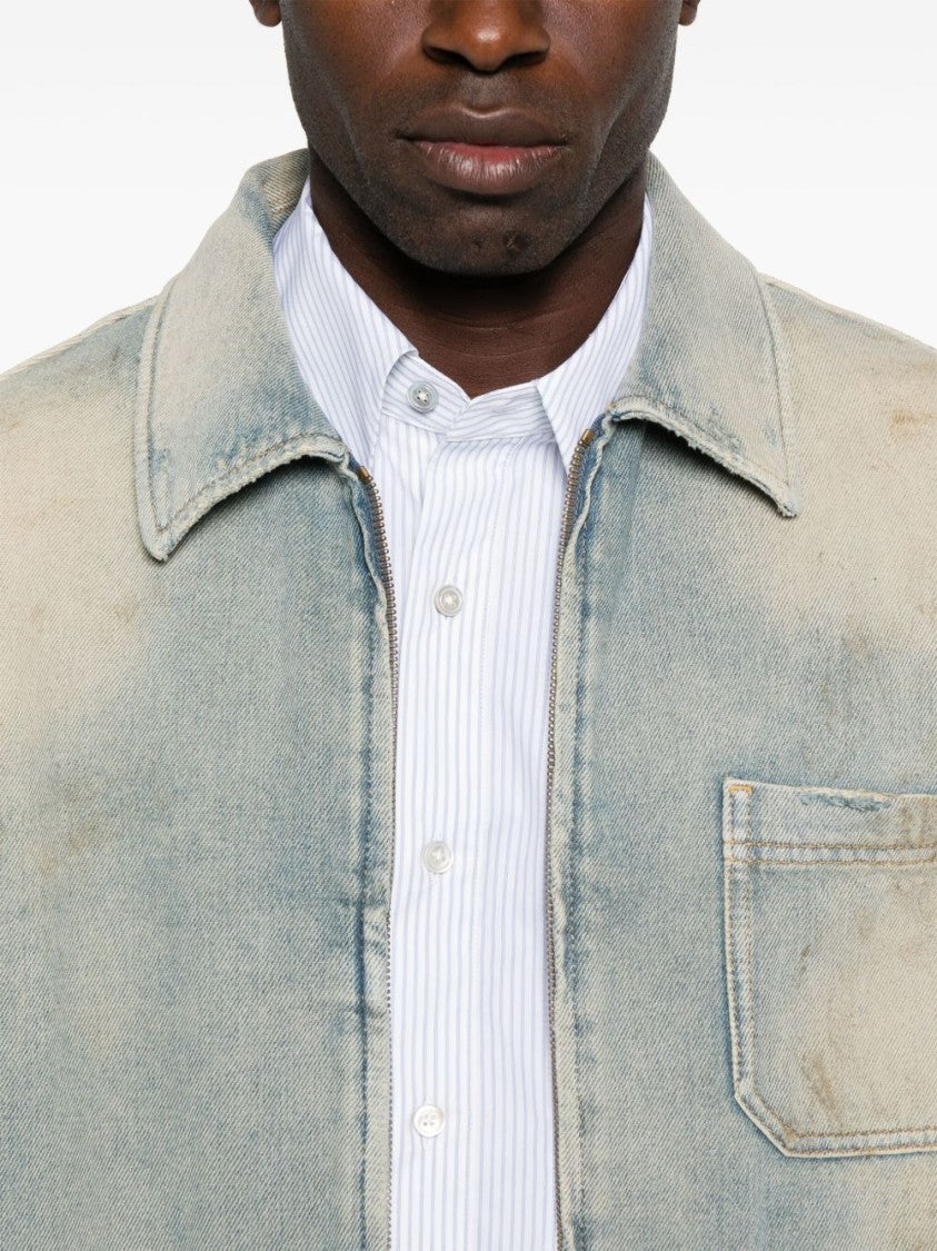 Golden Goose Light Blue Zip-Fastening Shirt With Utility Pockets