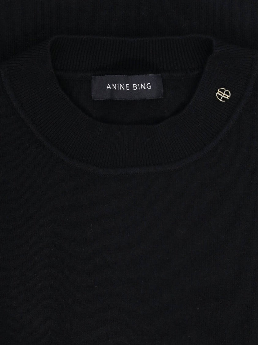 Anine Bing Ribbed Mini Dress With Metallic Logo Detail