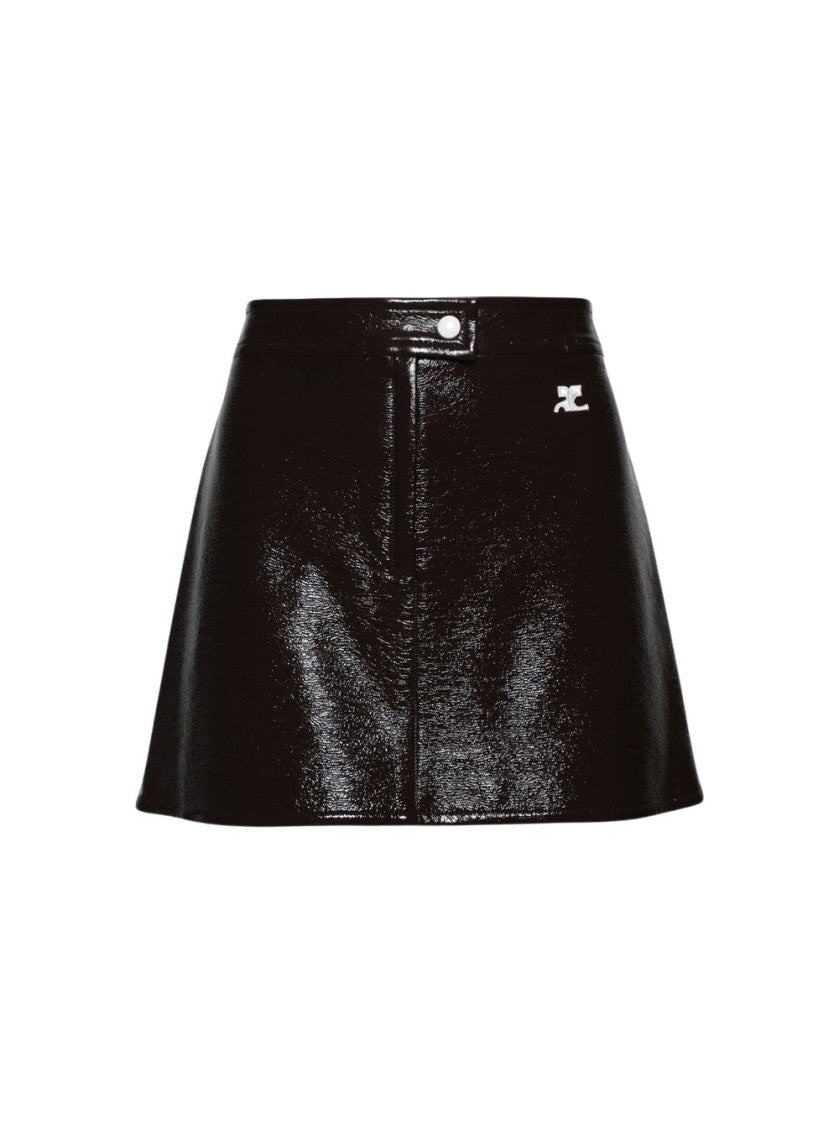 Courrèges Reedition Vinyl Mini Skirt Chocolate