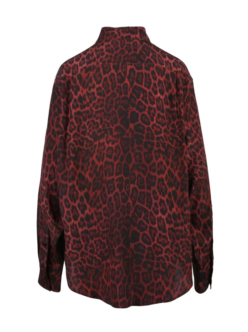 Stella Mccartney Red Bold Abstract Animal Print Silk Shirt