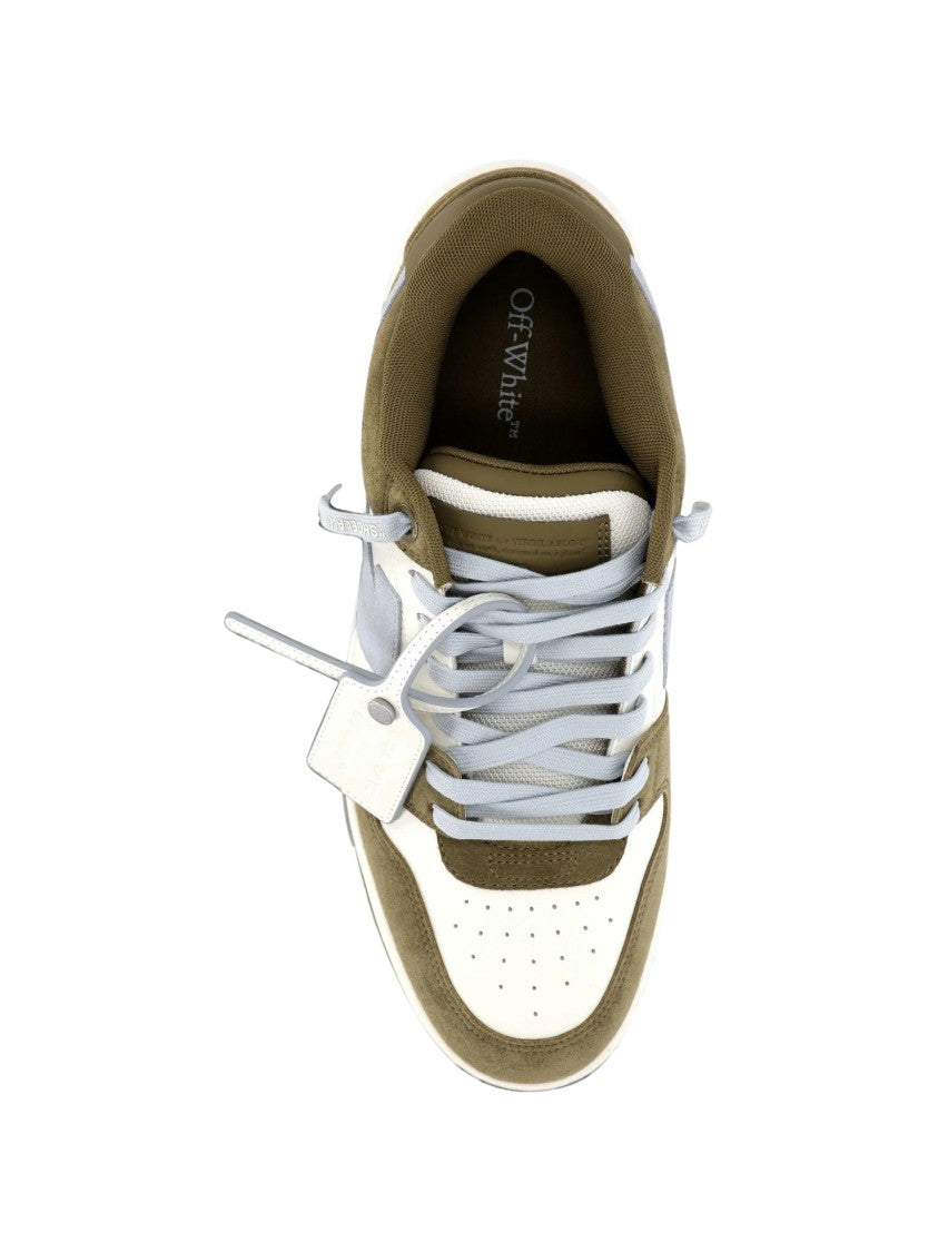 Off-White Mud Green Out Of Office Suede Low-Top Sneakers