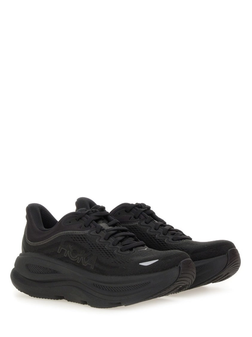 Hoka Sleek All-Black Sneakers With Cushioned Sole And Breathable Mesh Upper