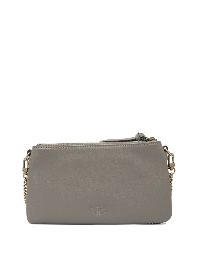 Pinko Rectangular Crossbody Bag In Taupe-Grey Leather
