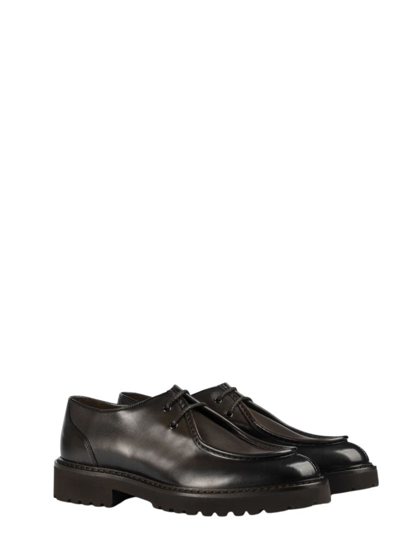 Doucal's Black Paraboot Polished Leather Brogues