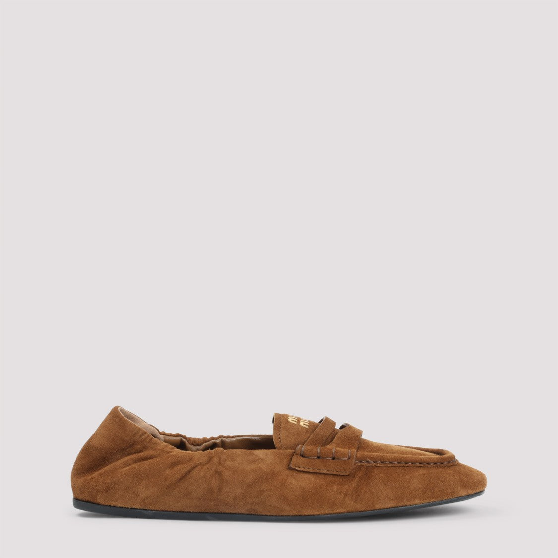 Miu Miu Oak Brown Suede Lamb Leather Loafers