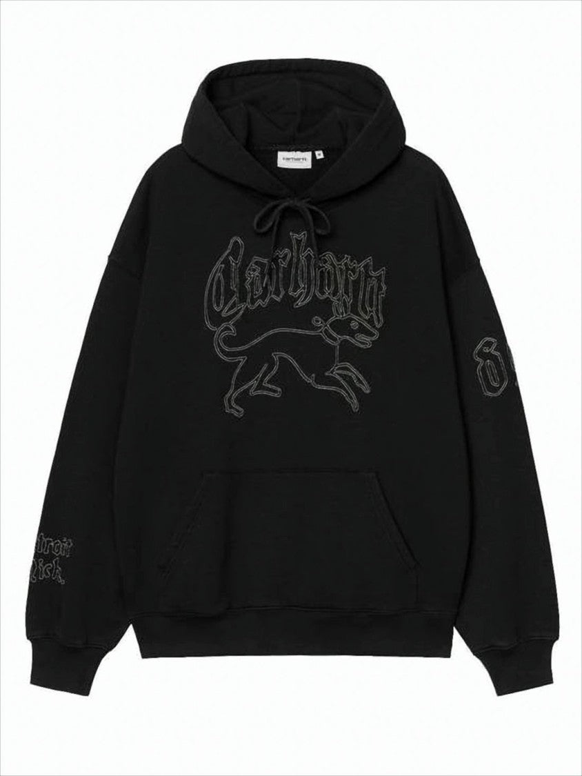 Carhartt Wip Embroidered Black Hoodie With Graphic Front