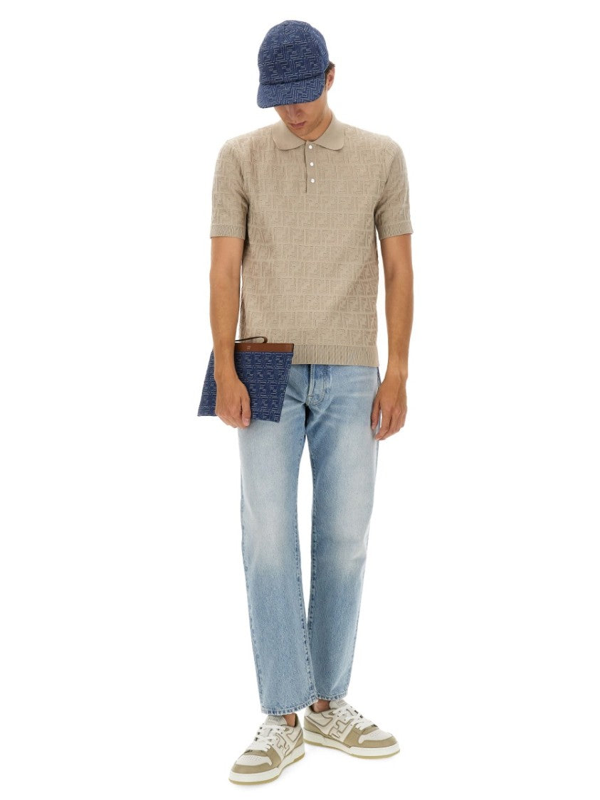 Fendi Ff Cotton Knit Polo Shirt