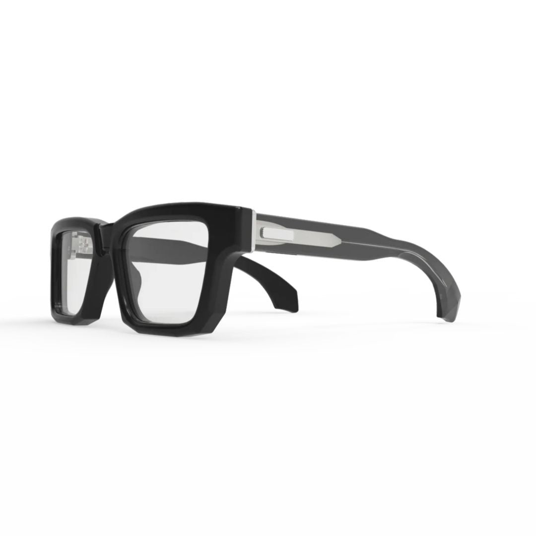 Pugnale L483 V Chill Oversized Rectangular Black Acetate Sunglasses With Metallic Detail
