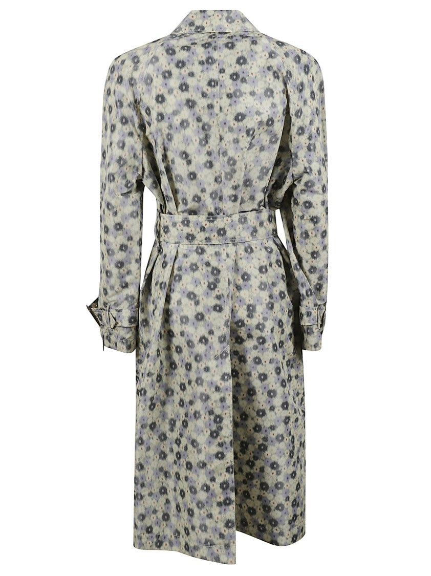 Burberry Floral Pattern Coat With Belted Waist