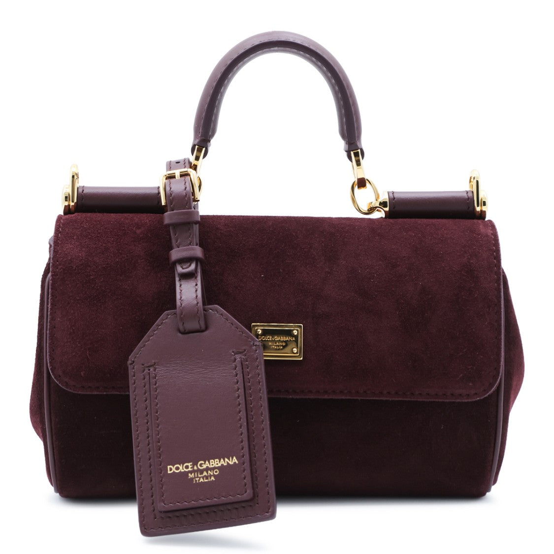 Dolce & Gabbana Structured Handbag With Rich Burgundy Suede And Leather Accents