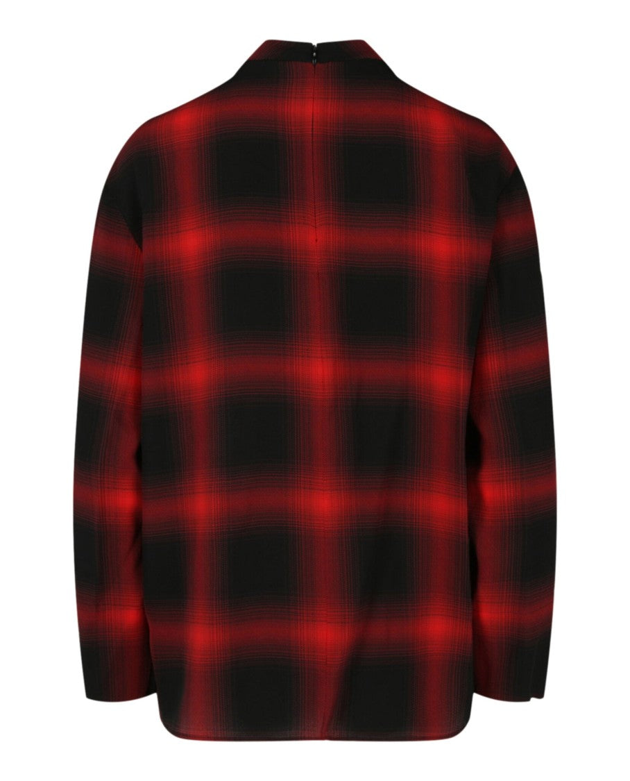 Stella Mccartney Plaid Silk Top With Mock-Neck And Oversized Fit