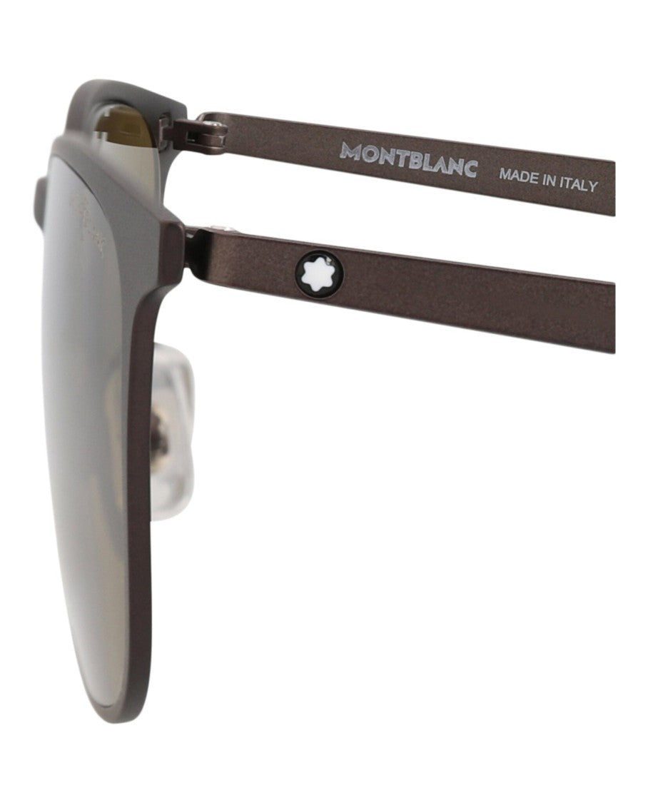Montblanc Square-Frame Metal Sunglasses With Adjustable Nose Pads