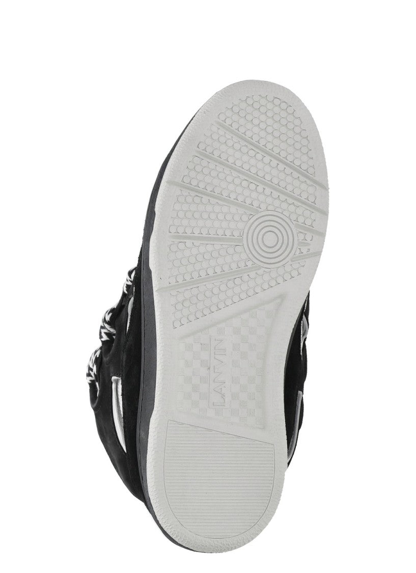 Lanvin Unisex Black And White Sneakers With Herringbone Laces And Breathable Design