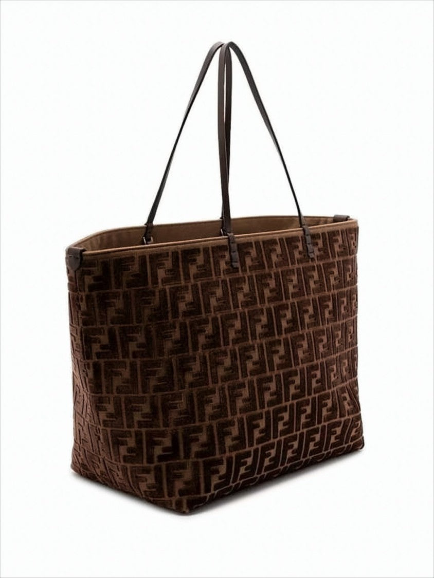Fendi Trapezoidal Brown Calf Leather Tote Bag