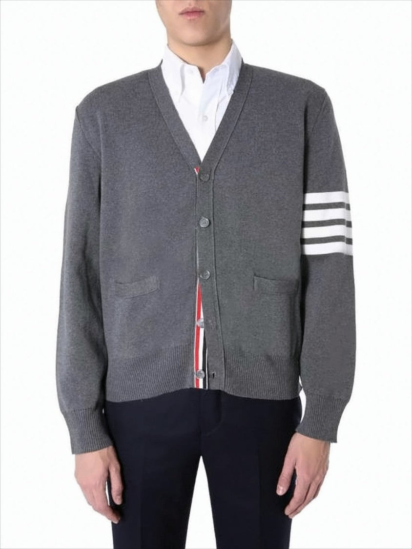 Thom Browne Classic V-Neck Cardigan With Distinctive Stripes