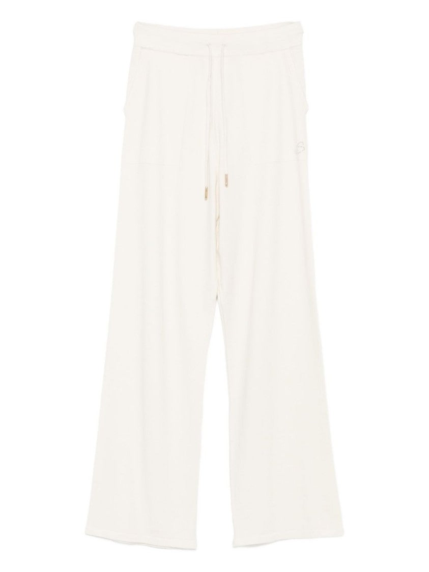 Blugirl Wide-Leg White Trousers With Elastic Waistband