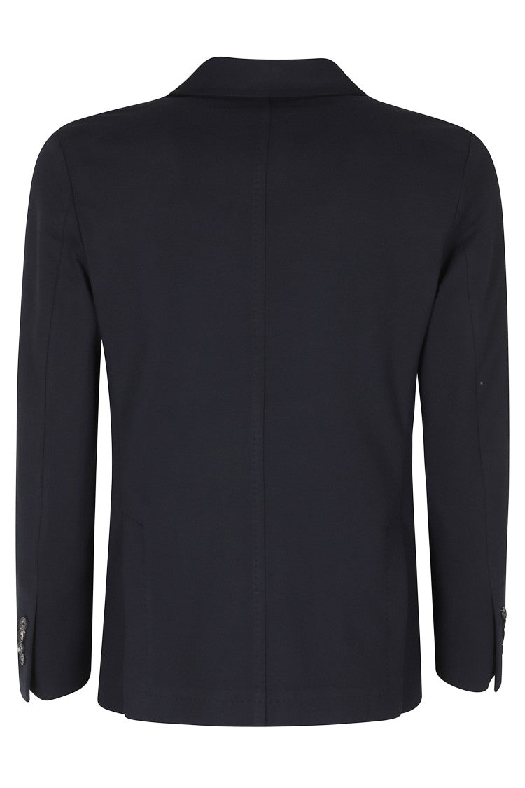 Circolo 1901 Blue Single-Breasted Fleece Cotton-Blend Blazer