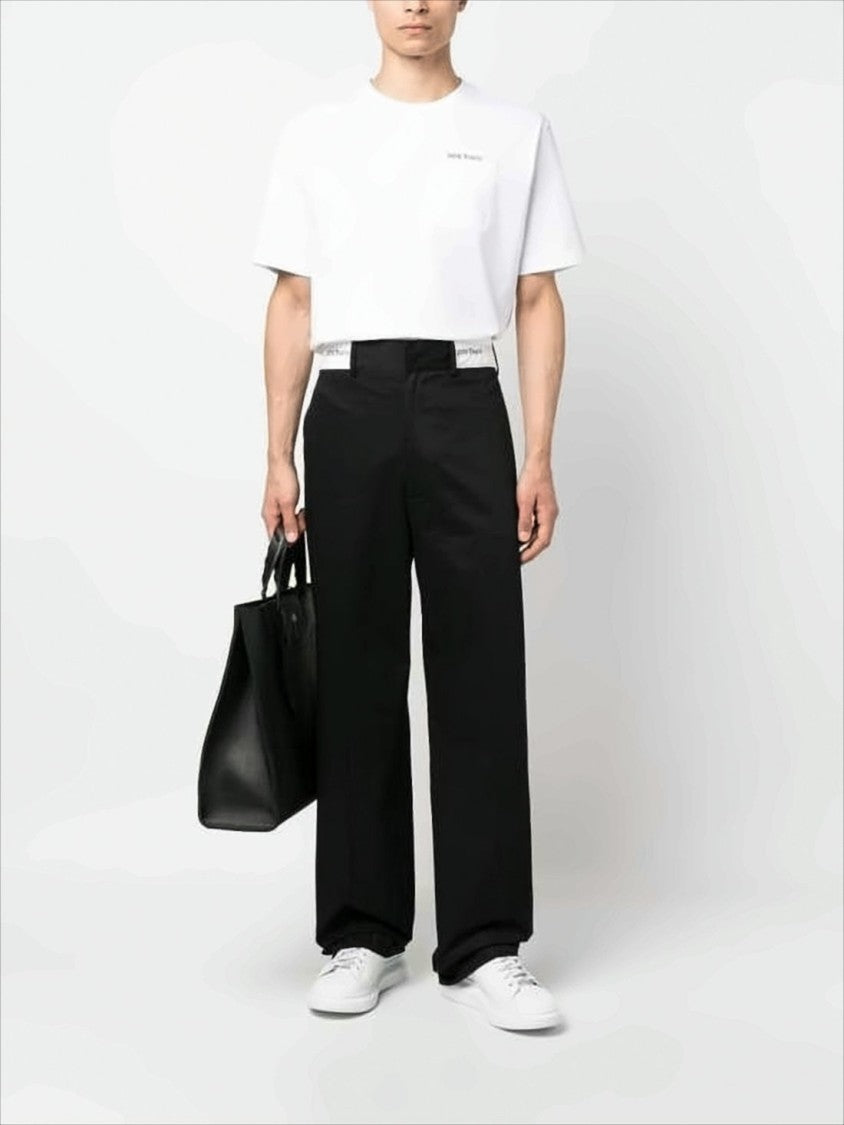 Palm Angels White Crew Neck T-Shirt With Subtle Text Detail