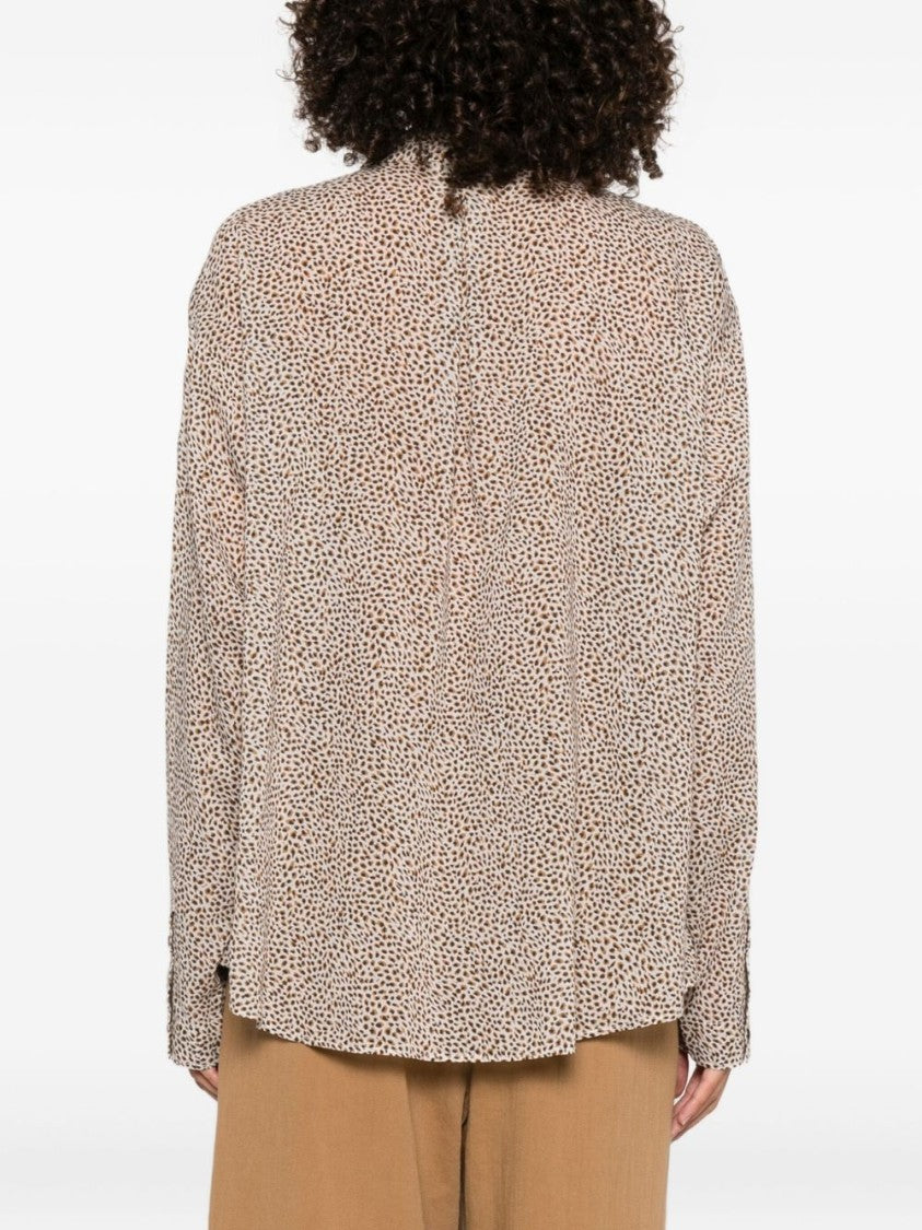 Forte Forte Relaxed Fit Cotton-Silk Blend Shirt With V-Neckline