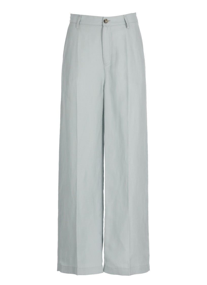 Woolrich Light Blue Linen-Blend Wide-Leg Pants