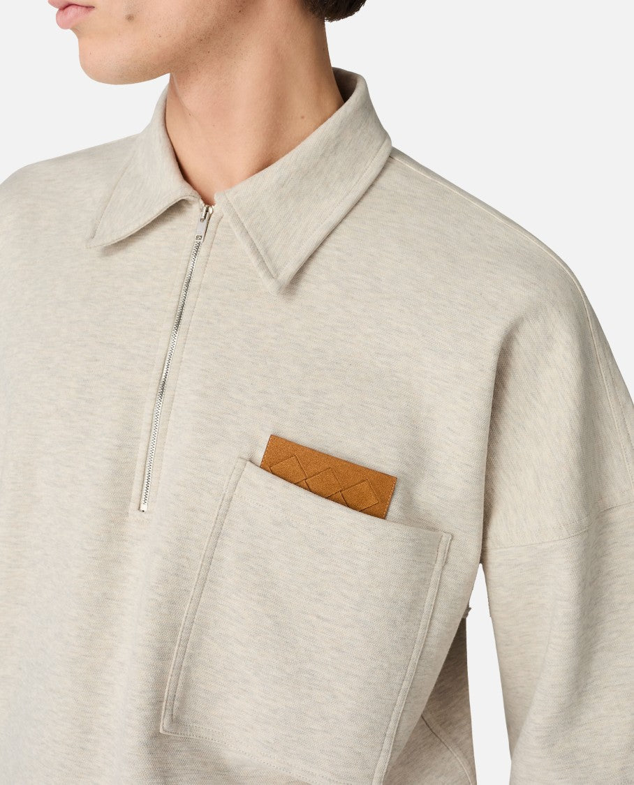 Bottega Veneta Double Cotton Melange Polo With Zip Closure