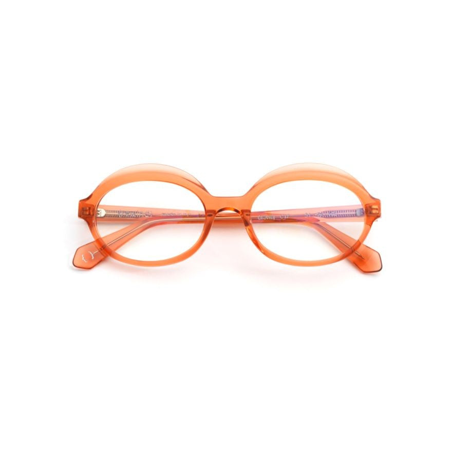 Rewind Gravity Translucent Acetate Oval Eyeglasses In Amber-Orange