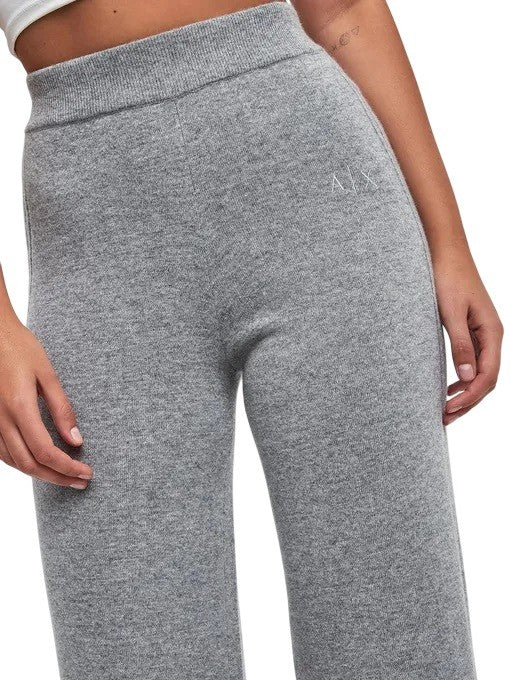 Armani Exchange Wide-Leg Knit Pants Ribbed High Waist