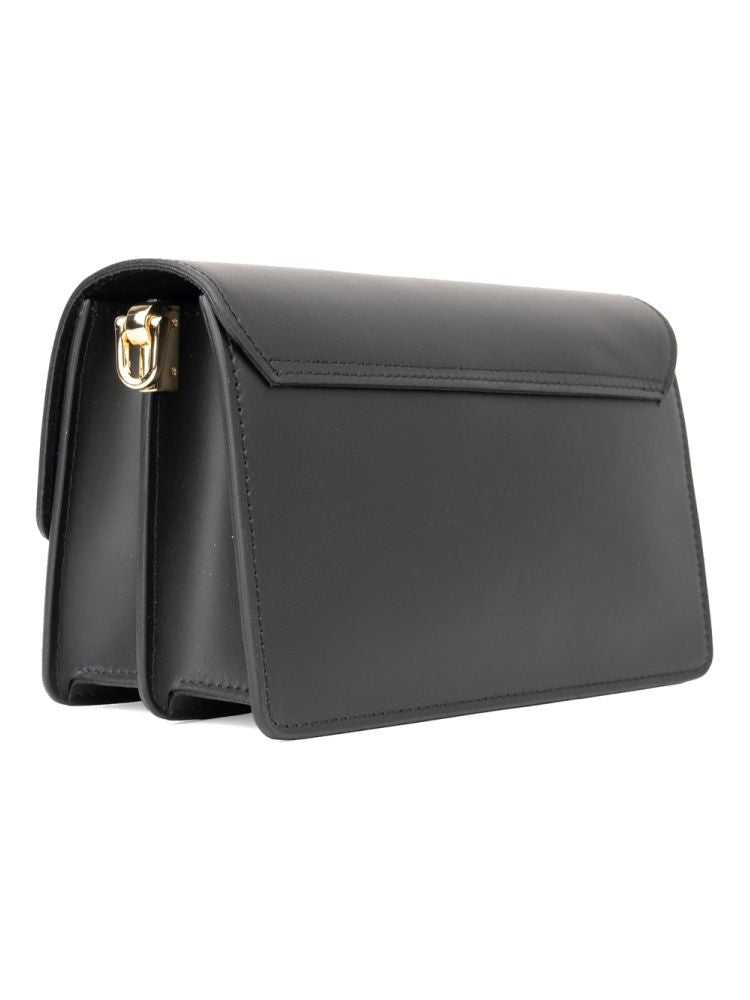 Adrianna Feretti Structured Leather Shoulder Bag With Gold-Tone Clasp
