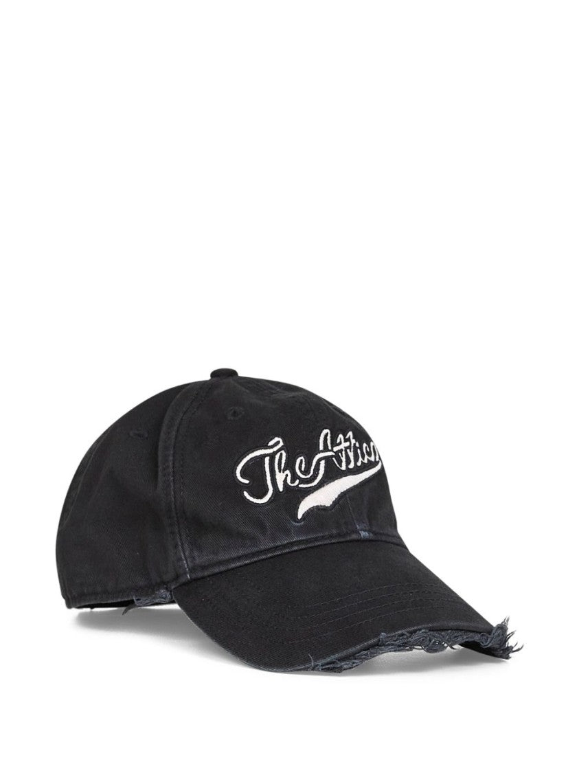 The Attico Embroidered Black Cotton Canvas Baseball Cap