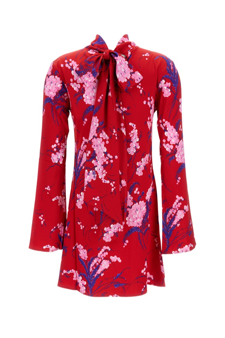 Des Phemmes Floral Print Mini Dress With Back Bow Detail